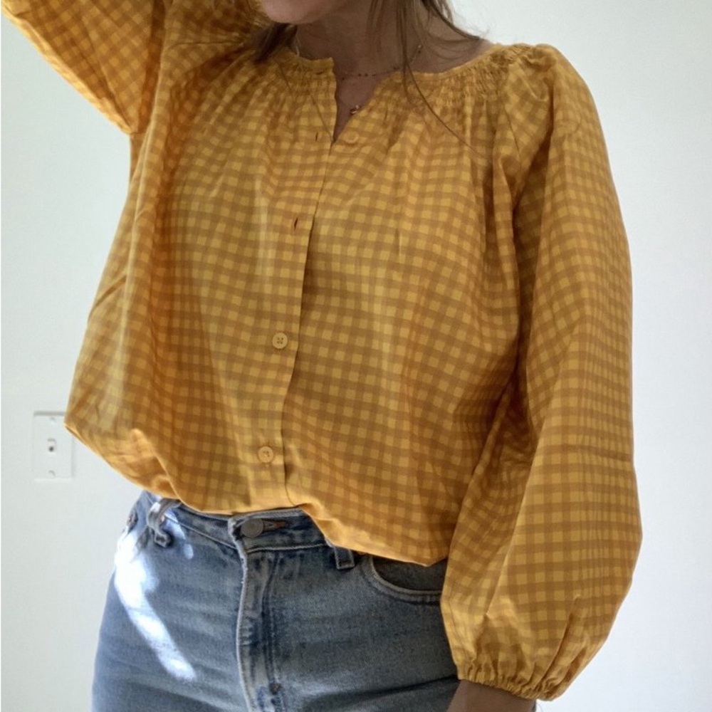 Tucker Gingham blouse in Lemon